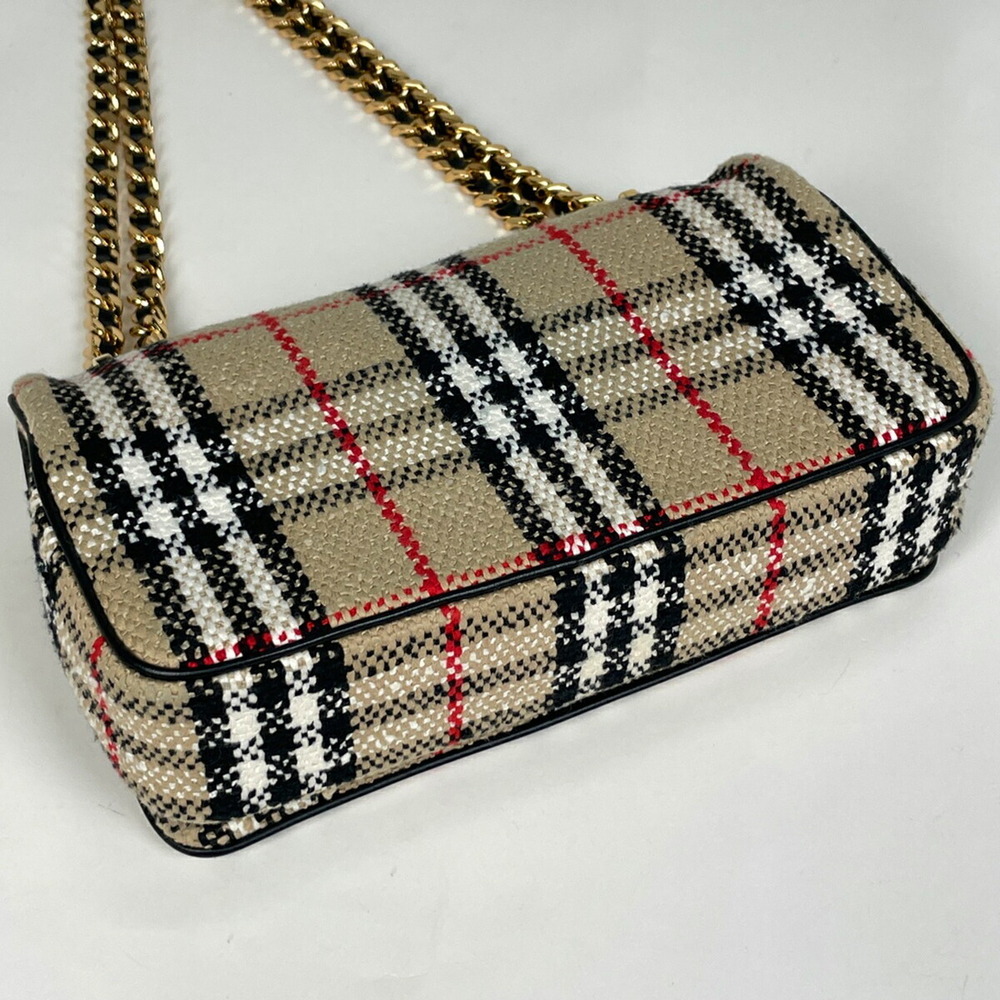 Burberry Laura Chain Shoulder Bag TB Check Beige - Picture 2 of 7